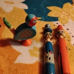 Colorful Wooden Bird and Figurine Set